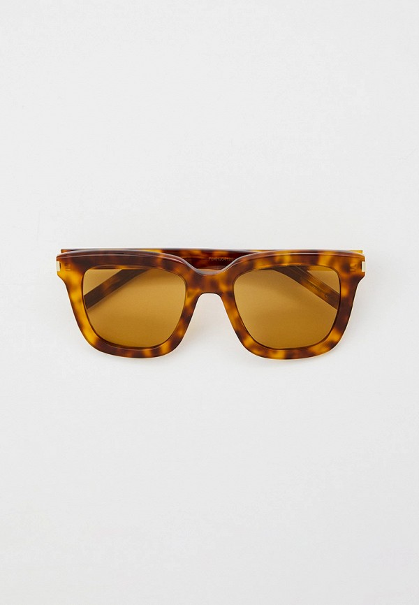 женские квадратные солнцезащитные очки saint laurent, коричневые