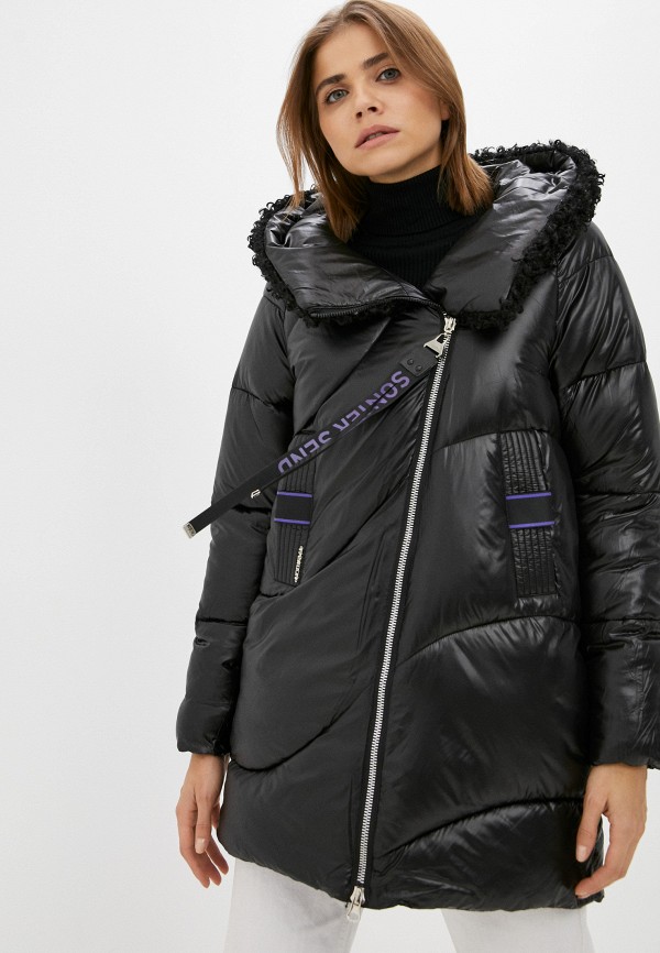 женская утепленные куртка moda sincera, черная