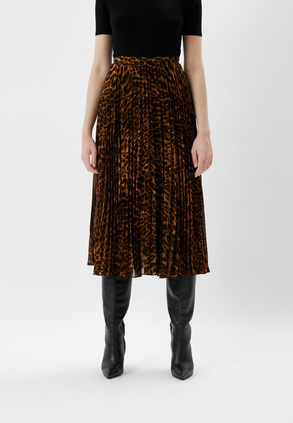 женская плиссированные юбка lauren ralph lauren, коричневая