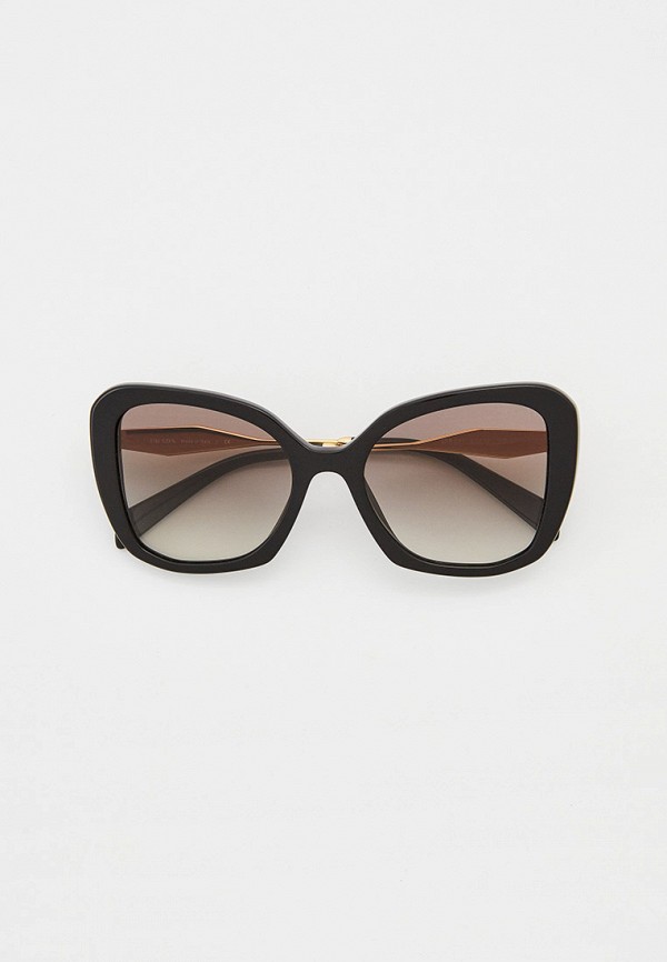 женские квадратные солнцезащитные очки prada, черные