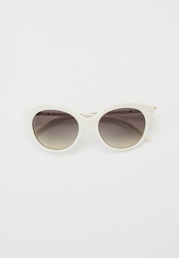 женские круглые солнцезащитные очки prada, белые
