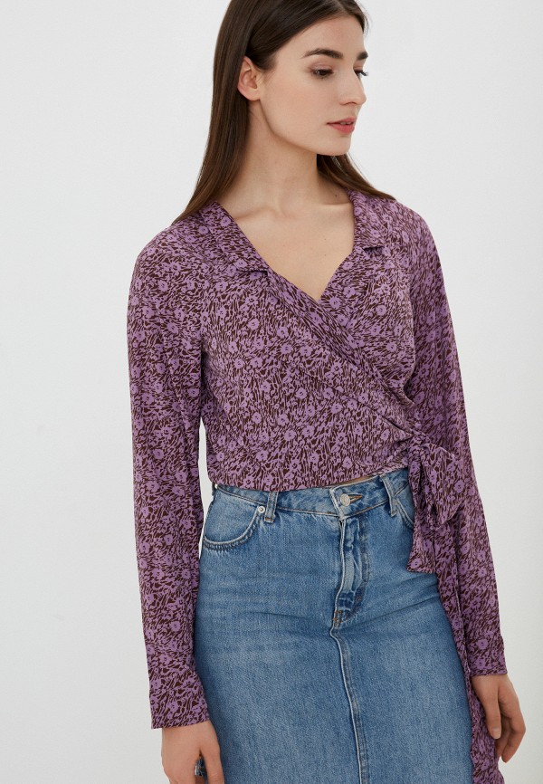 женская блузка с длинным рукавом zibi london, фиолетовая