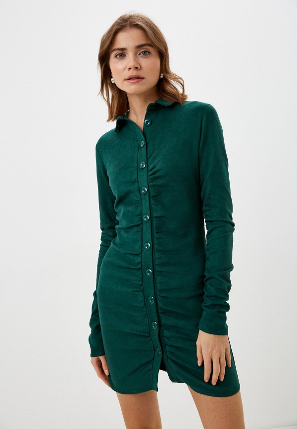 женское кожаные платье dunia, зеленое