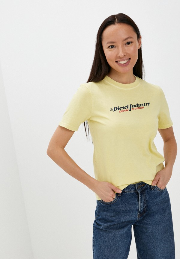 женская футболка diesel, желтая