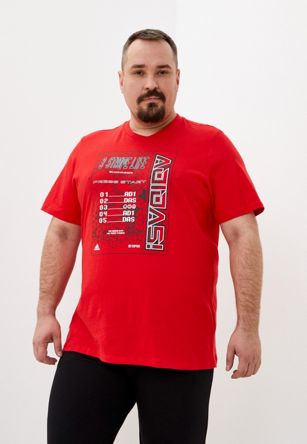мужская футболка с коротким рукавом adidas, красная
