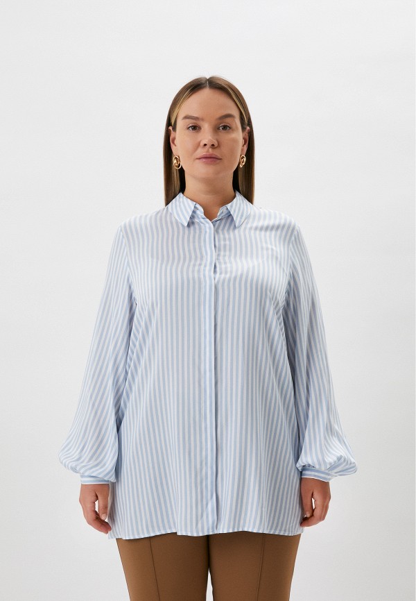 женская блузка с длинным рукавом persona by marina rinaldi, голубая