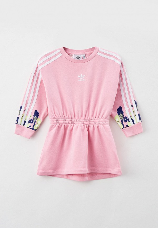 повседневные платье adidas для девочки, розовое