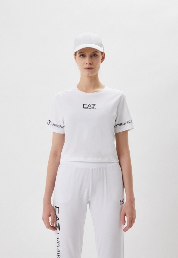 женская спортивные футболка ea7, белая