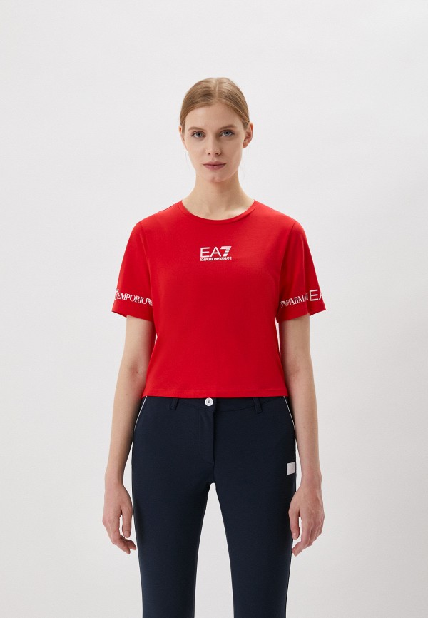 женская спортивные футболка ea7, красная
