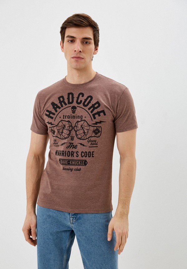 мужская футболка с коротким рукавом hardcore training, коричневая