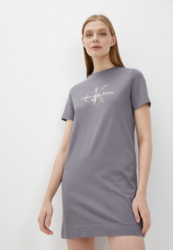 женское платье-футболки calvin klein, серое