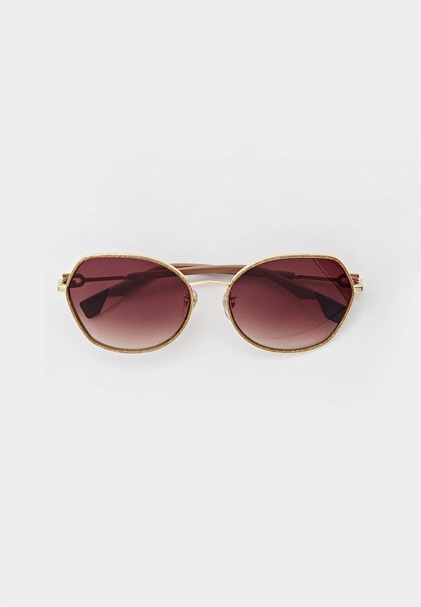женские круглые солнцезащитные очки furla, золотые