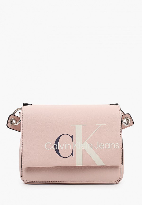 женская сумка через плечо calvin klein, розовая