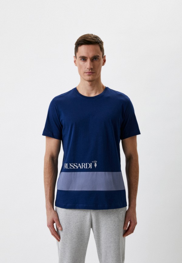 мужская футболка с коротким рукавом trussardi, синяя