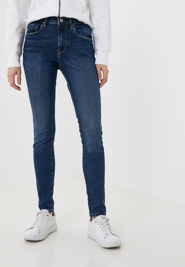 женские джинсы скинни pepe jeans london, синие