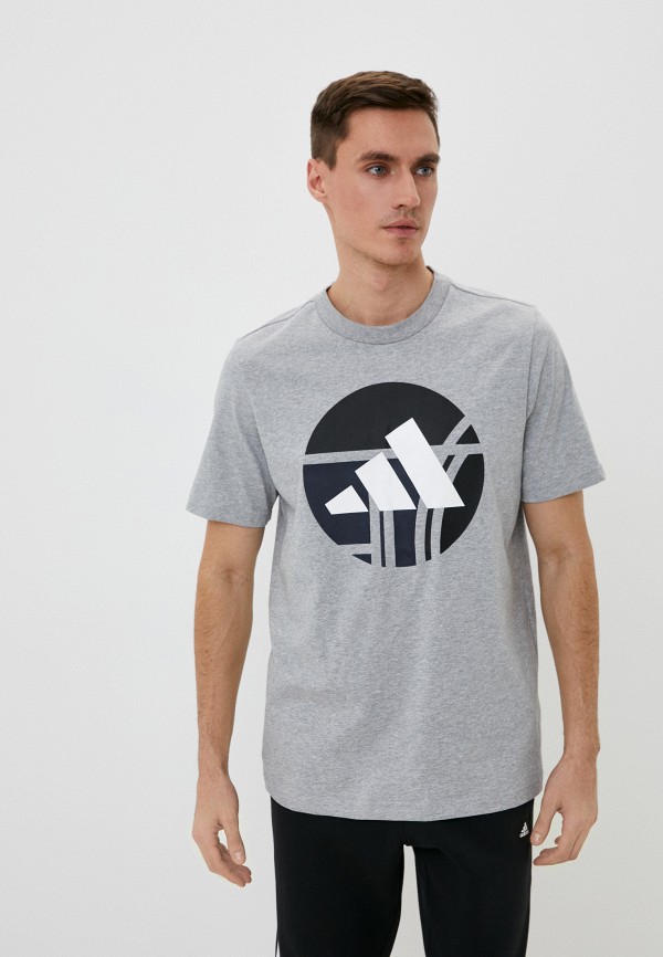 мужская футболка с коротким рукавом adidas, серая