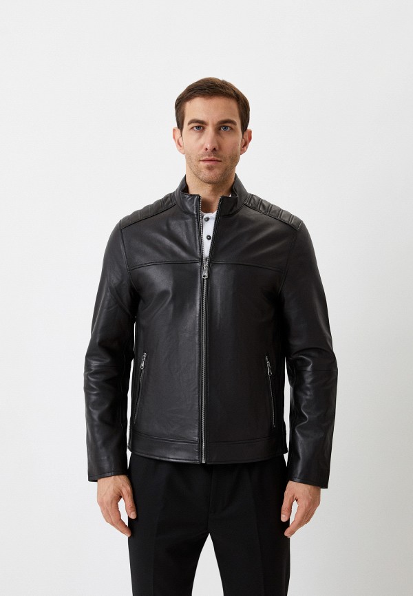 мужская кожаные куртка calvin klein, черная