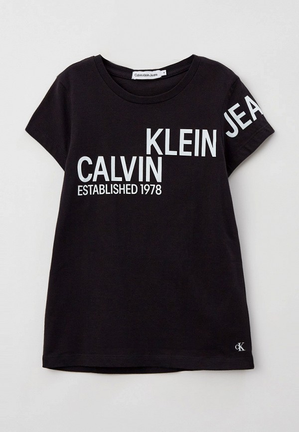 футболка с коротким рукавом calvin klein для девочки, черная