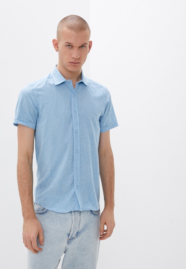 мужская рубашка с коротким рукавом hopenlife, голубая