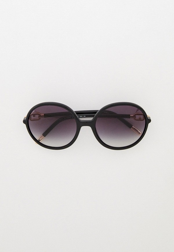 женские круглые солнцезащитные очки furla, черные