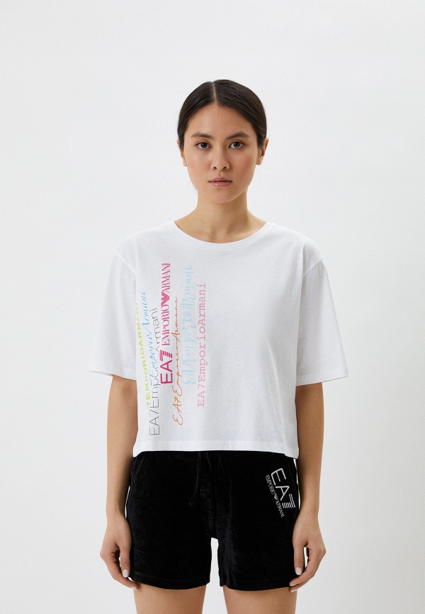 женская спортивные футболка ea7, белая