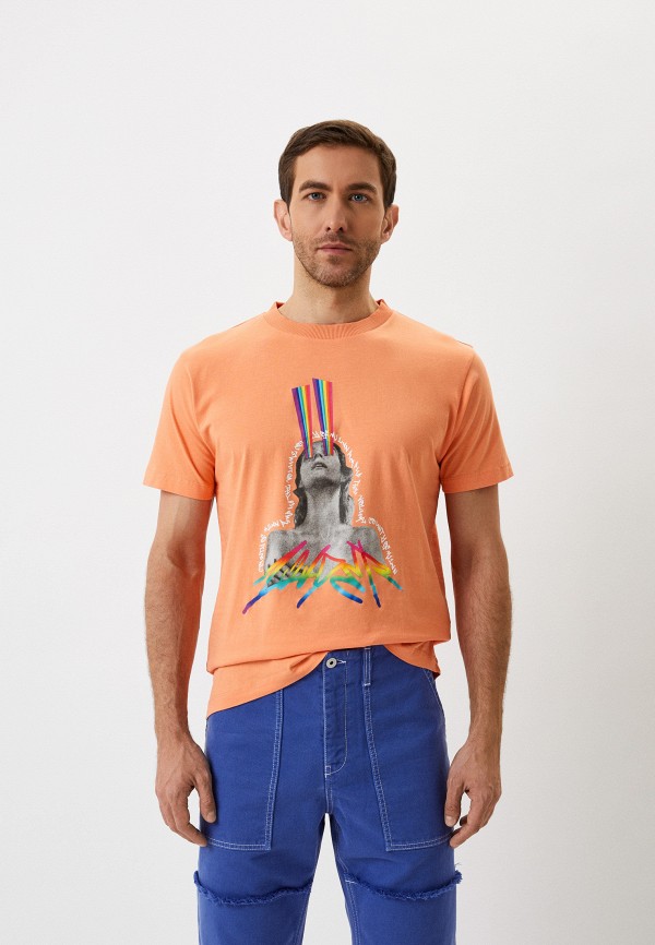 мужская футболка с коротким рукавом marcelo burlon county of milan, оранжевая