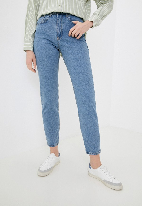 женские джинсы-мом ragged jeans, голубые