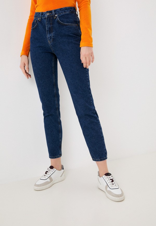 женские джинсы-мом ragged jeans, синие