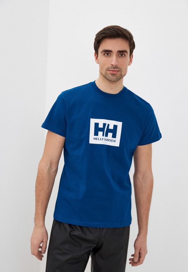 мужская футболка с коротким рукавом helly hansen, синяя