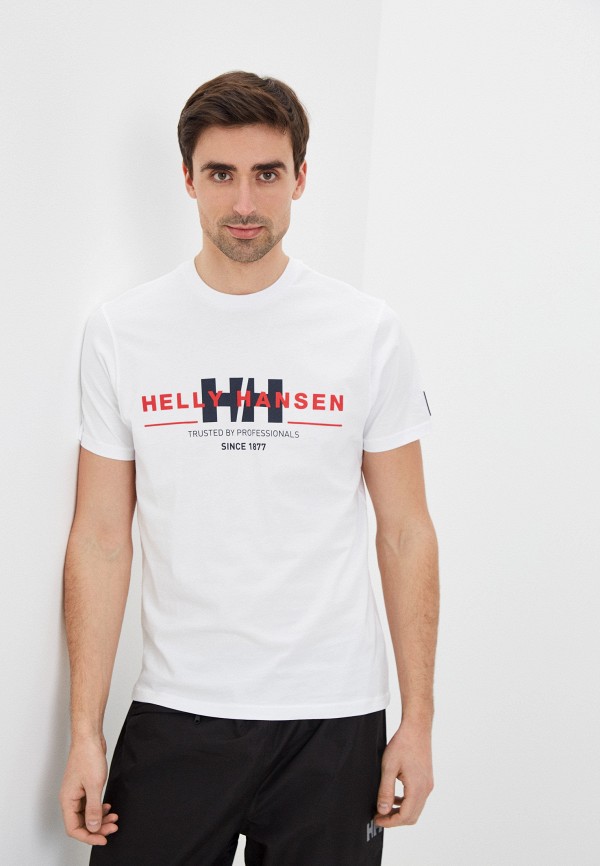 мужская футболка с коротким рукавом helly hansen, белая