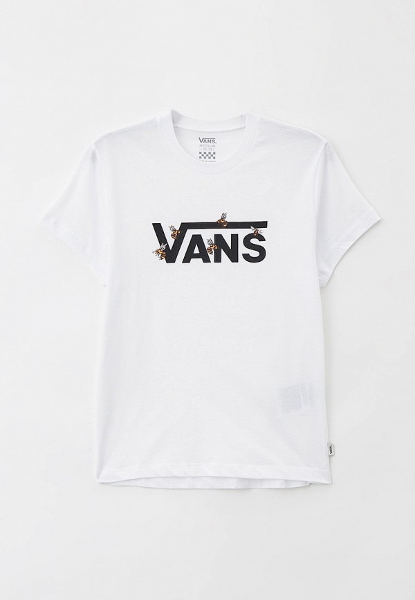 футболка с коротким рукавом vans для девочки, белая