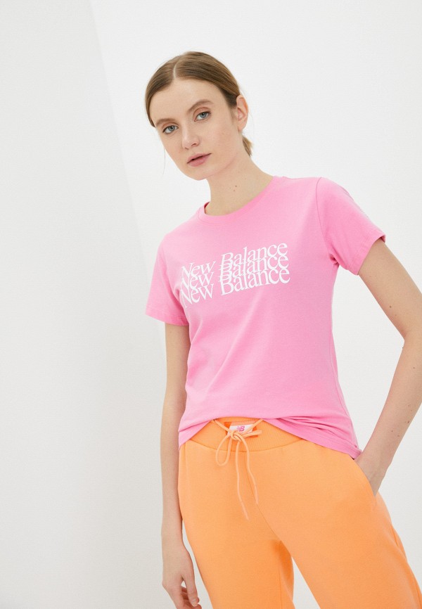 женская спортивные футболка new balance, розовая