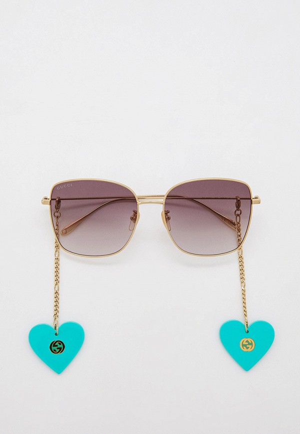 женские квадратные солнцезащитные очки gucci, золотые