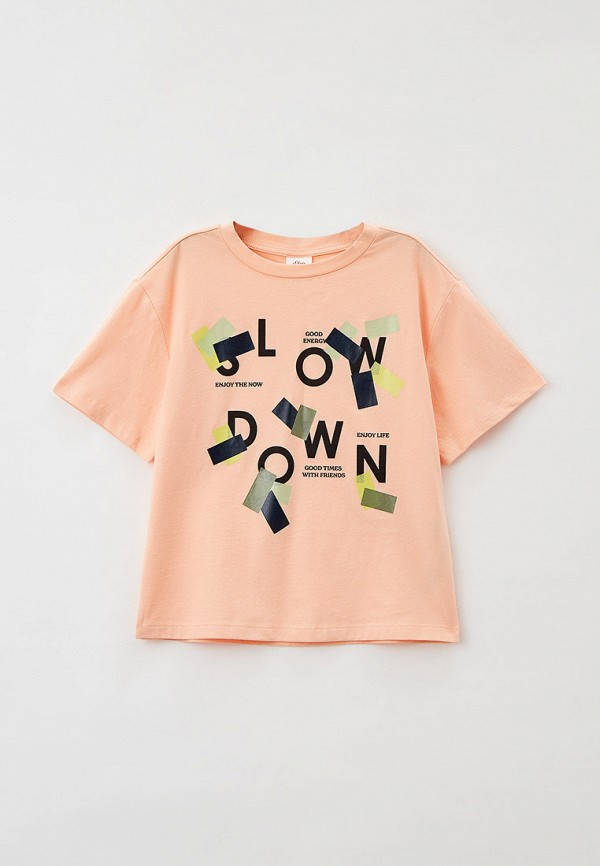 футболка с коротким рукавом s.oliver для девочки, оранжевая