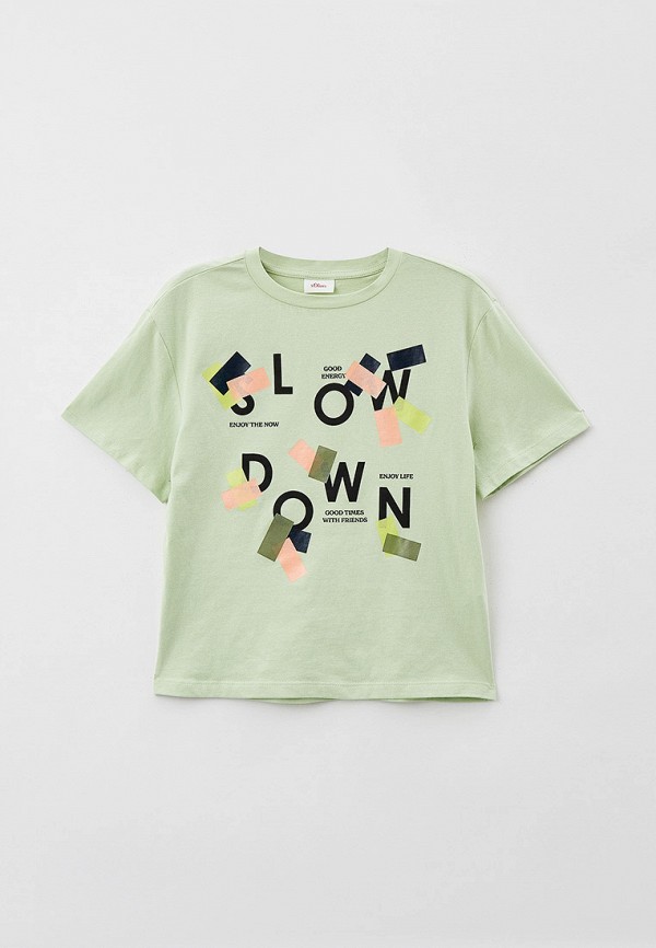 футболка с коротким рукавом s.oliver для девочки, зеленая