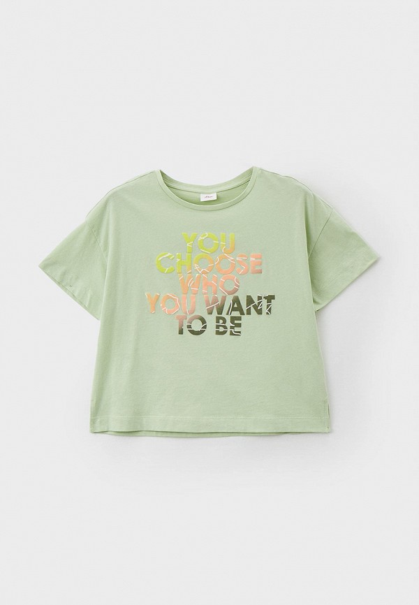 футболка с коротким рукавом s.oliver для девочки, зеленая