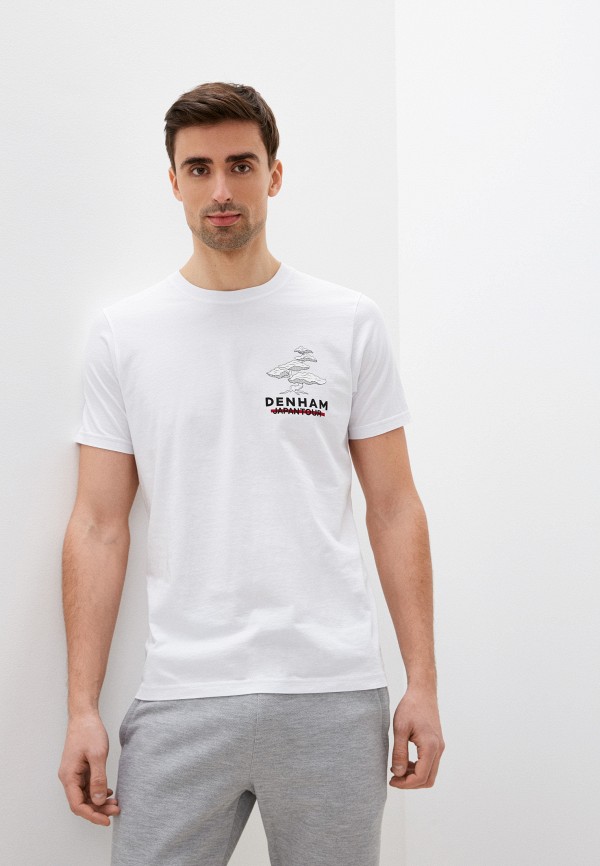 мужская футболка с коротким рукавом denham, белая