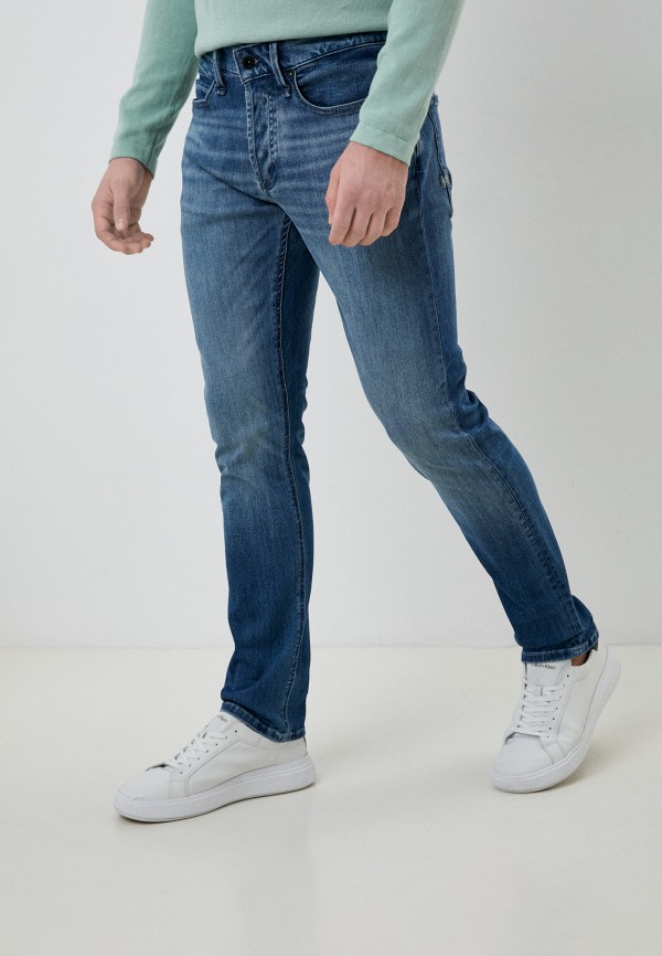 мужские зауженные джинсы denham, голубые