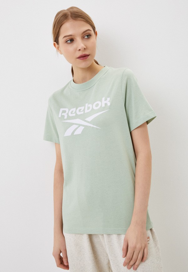 женская спортивные футболка reebok, зеленая