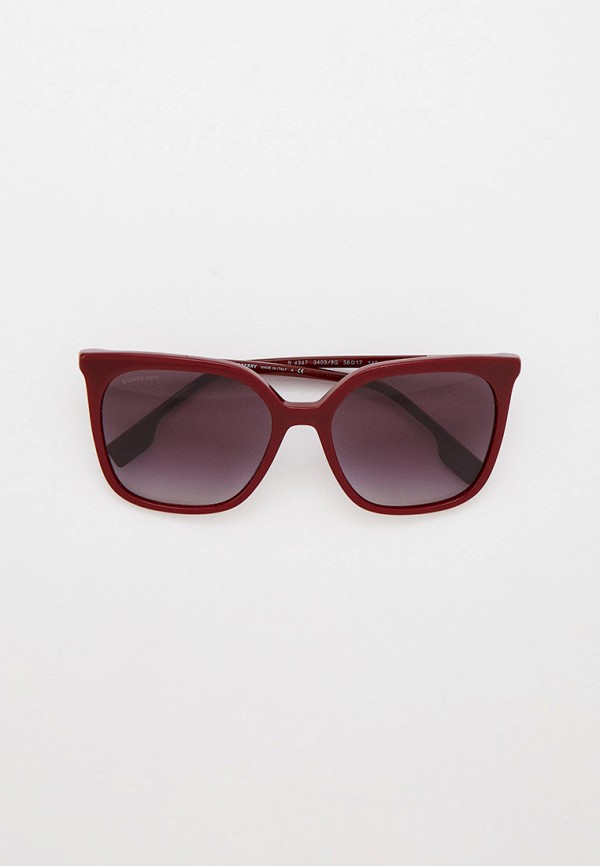 женские квадратные солнцезащитные очки burberry, бордовые