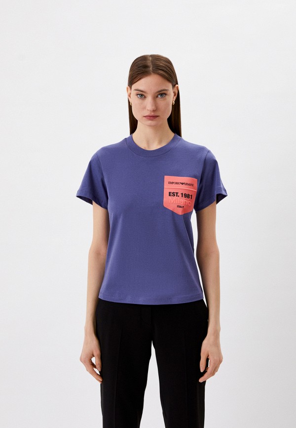 женская футболка emporio armani, фиолетовая