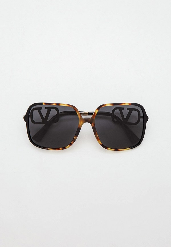 женские квадратные солнцезащитные очки valentino, коричневые