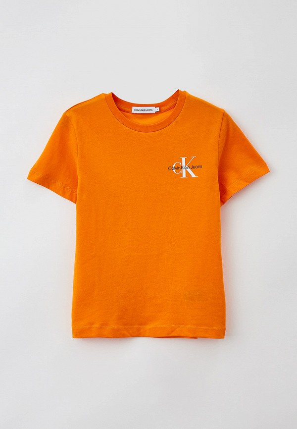 футболка с коротким рукавом calvin klein для мальчика, оранжевая