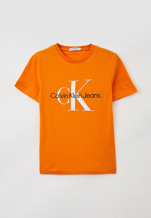 футболка с коротким рукавом calvin klein малыши, оранжевая