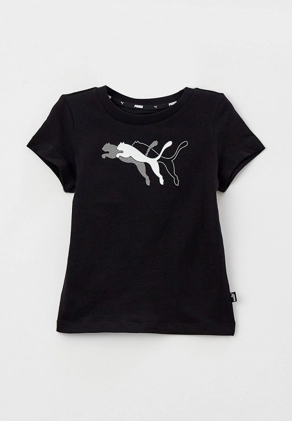 футболка с коротким рукавом puma для девочки, черная