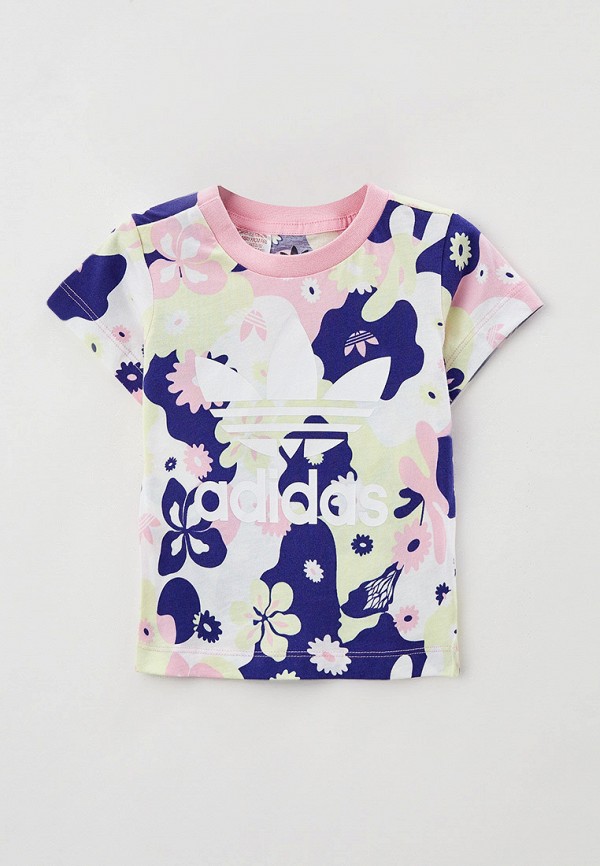 футболка с коротким рукавом adidas для девочки, разноцветная