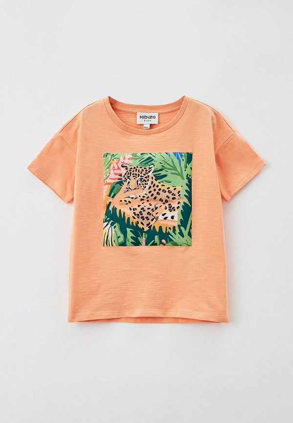 футболка с коротким рукавом kenzo для девочки, оранжевая
