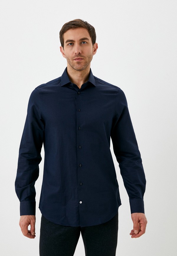 мужская рубашка с длинным рукавом tommy hilfiger, синяя