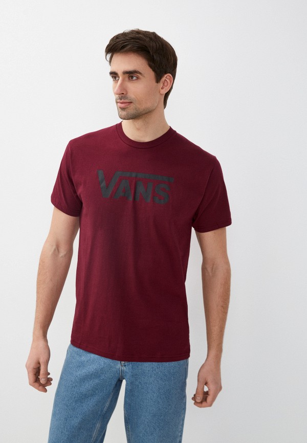 мужская футболка с коротким рукавом vans, бордовая