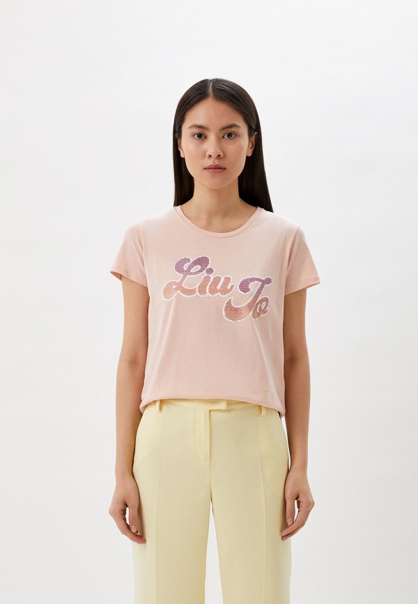 женская футболка liu jo, розовая